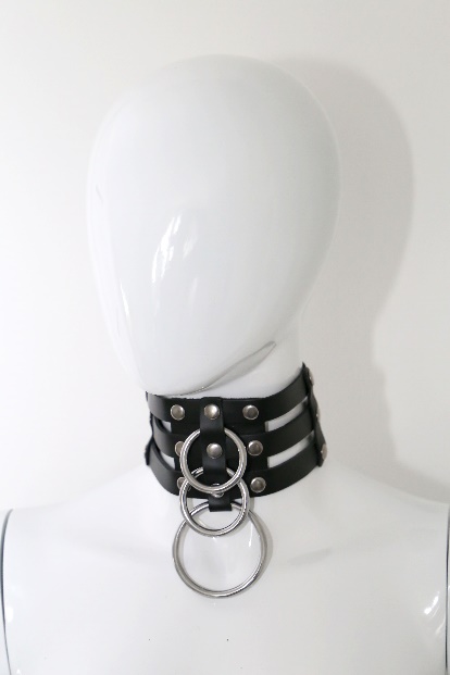 Leder - Halsband drei Ringe