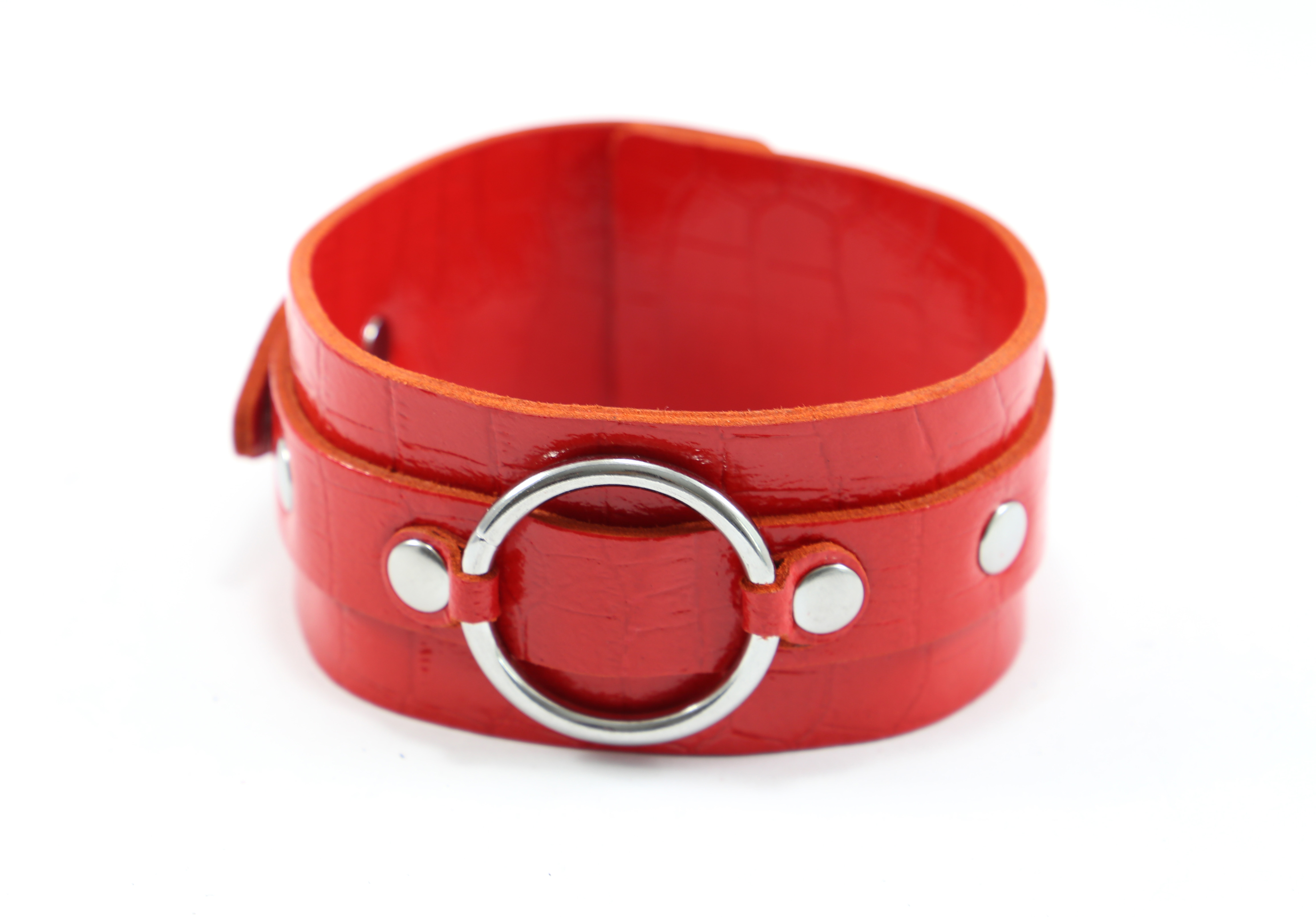 Halsfessel Kroko Rot Breit