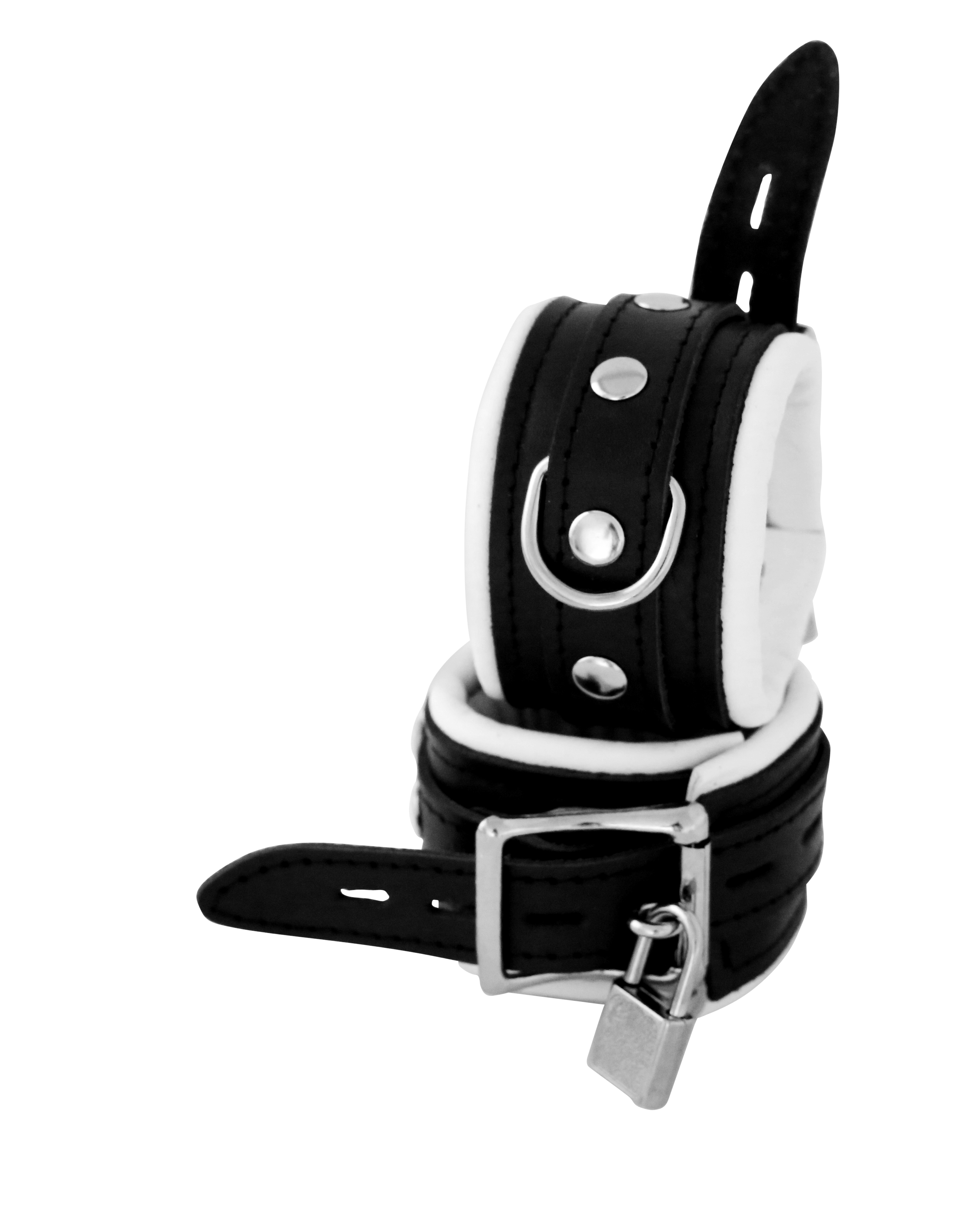 Leder Handfessel Weiß abschließbar