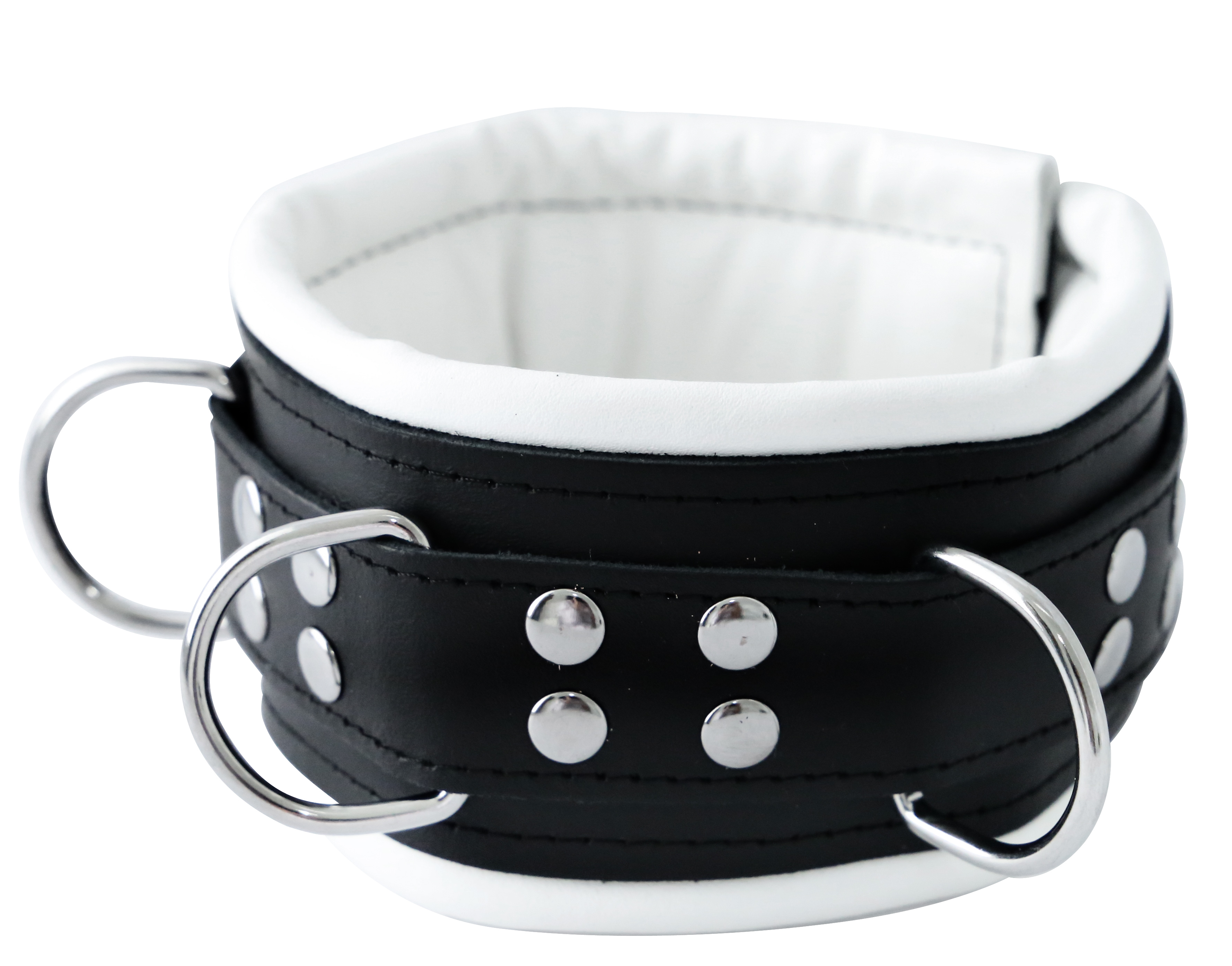 Leder Halsfessel Weiß Breit