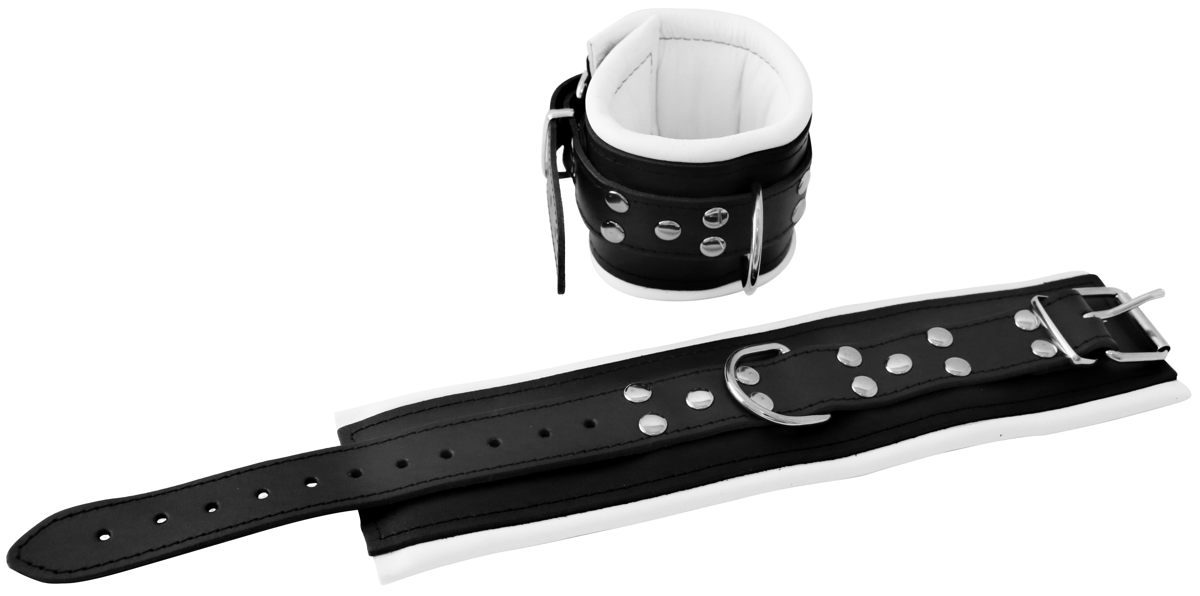 Leder Fußfessel Weiß Breit